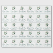 Papier Cadeau Aquarelle Vert ornement de Noël Joyeux vacances (Plat)