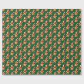 Papier Cadeau Aquarelle Vert pain d'épices Homme Motif Noël (Plat)