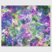 Papier Cadeau Aquarelle vert pourpre bleu Paint Splash Abstrait (Plat)