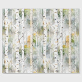 Papier Cadeau Aquarelle verte écorce de bouleau (Plat)