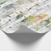 Papier Cadeau Aquarelle verte écorce de bouleau (Coin)