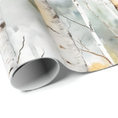 Papier Cadeau Aquarelle verte écorce de bouleau (Coin rond)