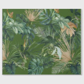 Papier Cadeau Aquarelle verte Feuilles tropicaux (Plat)