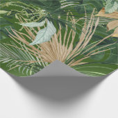 Papier Cadeau Aquarelle verte Feuilles tropicaux (Coin)