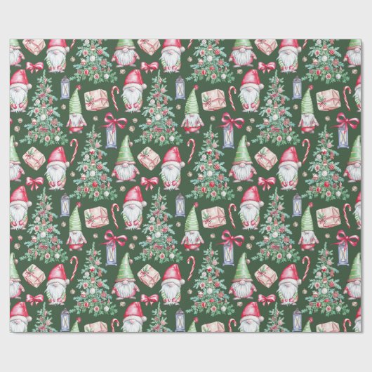 Papier Cadeau Aquarelle verte illustrée Arrière - plan Noël (Plat)