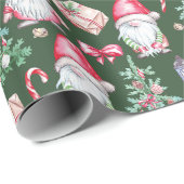 Papier Cadeau Aquarelle verte illustrée Arrière - plan Noël (Coin rond)