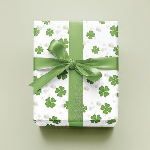 Papier Cadeau Aquarelle verte simple à quatre feuilles