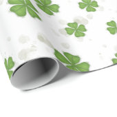 Papier Cadeau Aquarelle verte simple à quatre feuilles (Coin rond)