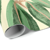 Papier Cadeau Aquarelle verte tropicale Feuilles Monstera & Palm (Coin rond)
