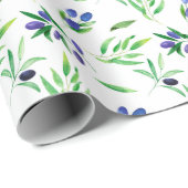 Papier Cadeau Aquarelle Vigne d'olive noire (Coin rond)