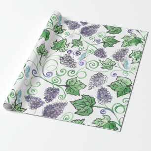 Papier Cadeau Aquarelle Vins de raisin noir