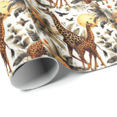 Papier Cadeau Aquarelle vintage de Giraffe (Coin rond)