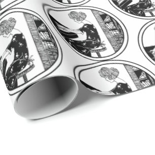 Papier Cadeau Aquarelle Vintage femme jouant Piano Musique Art