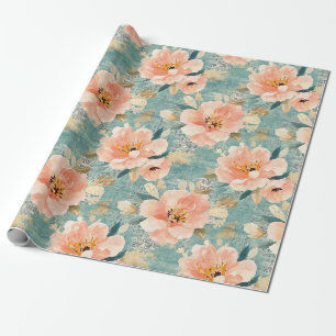 Papier Cadeau Aquarelle vintage Floral Abstrait Motif (1)