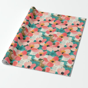 Papier Cadeau Aquarelle vintage Floral Abstrait Motif (4)