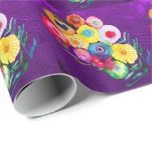 Papier Cadeau Aquarelle violet fleurs lolaires florales (Coin rond)