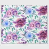 Papier Cadeau Aquarelle violet floral. Motif de fleurs Boho (Plat)