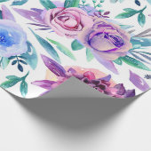Papier Cadeau Aquarelle violet floral. Motif de fleurs Boho (Coin)