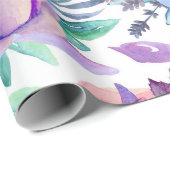 Papier Cadeau Aquarelle violet floral. Motif de fleurs Boho (Coin rond)