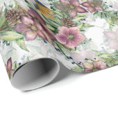 Papier Cadeau Aquarelle Violet Violet Floral Wreath (Coin rond)