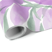 Papier Cadeau Aquarelle violette Lavander Élégante Florale (Coin rond)