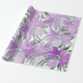 Papier Cadeau Aquarelle violette Lavander Élégante Florale (Déroulé)