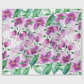 Papier Cadeau Aquarelle violette violet Floral peint à la main (Plat)