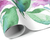 Papier Cadeau Aquarelle violette violet Floral peint à la main (Coin rond)