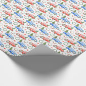 Papier Cadeau Aquarelle Voitures rouges et vertes avec arbres de (Coin)