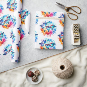 Papier Cadeau Aquarelle Voyageons dans le monde