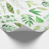 Papier Cadeau Aquarelle Whimsical Feuilles verts | (Coin)