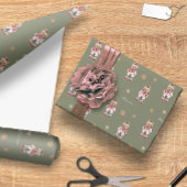 Papier Cadeau Aquarelle Yorkshire Terrier Noël personnalisé