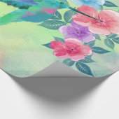 Papier Cadeau Aquarelles à la mode cool colibri floral (Coin)