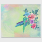 Papier Cadeau Aquarelles à la mode cool colibri floral (Plat)