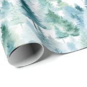 Papier Cadeau Aquarelles de forêt hivernale (Coin rond)