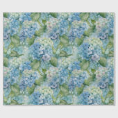 Papier Cadeau Aquarelles florales Blue Hydrangea (Plat)