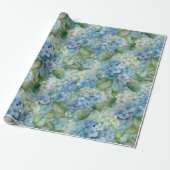 Papier Cadeau Aquarelles florales Blue Hydrangea (Déroulé)