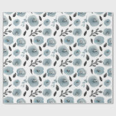 Papier Cadeau Aquarelles gris tendance Fleurs (Plat)