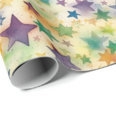 Papier Cadeau Aquarelles - multicolores (Coin rond)