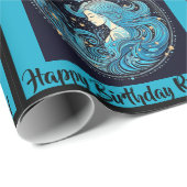 Papier Cadeau Aquarius Ajouter un nom Anniversaire Zodiac Cadeau (Coin rond)