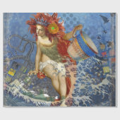 Papier Cadeau Aquarius Mermaid Bleu gothique (Plat)