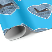 Papier Cadeau Aquarius Orca Tueur Baleine Bleu (Coin rond)