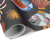 Papier Cadeau Aquatic animals | ocean underwater life (Coin rond)