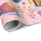 Papier Cadeau Aquatic animals | ocean underwlife 3 (Coin rond)