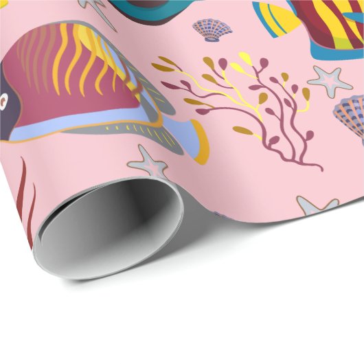 Papier Cadeau Aquatic animals | ocean underwlife 3 (Coin rond)