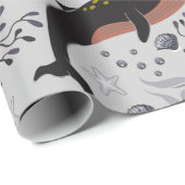 Papier Cadeau Aquatic animals pattern | ocean underwater life 22 (Coin rond)