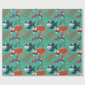Papier Cadeau Aquatic animals pattern | ocean underwater life 33 (Plat)