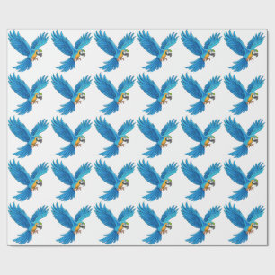 Papier Cadeau Ara bleu en vol
