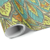 Papier Cadeau Arabe Boho élégant Floral Peacock marocain (Coin rond)