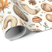Papier Cadeau Arachides noix et noix Feuilles d'automne Thanksgi (Coin rond)